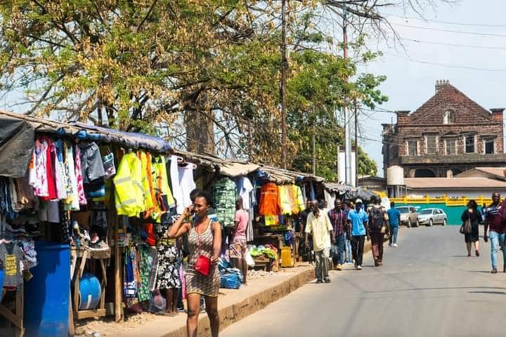 Street market in downtown Freetown, Sierra Leone