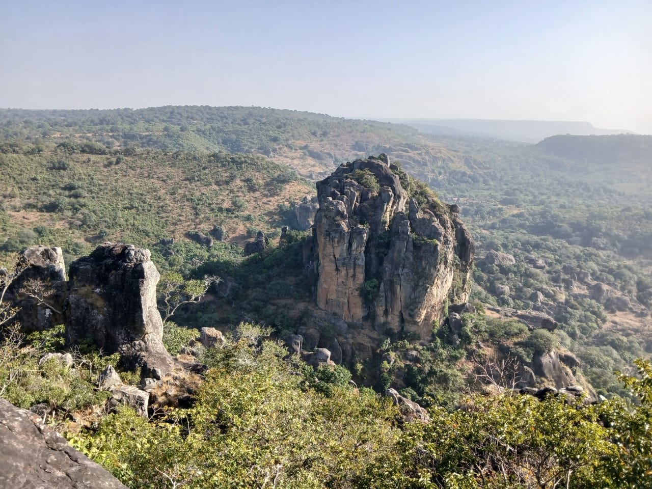 Green highlands and rock formations in Guinea, West Africa